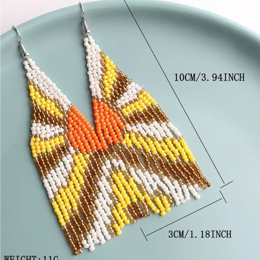 Boho Beaded Tassel Earrings - Picture 3 of 3